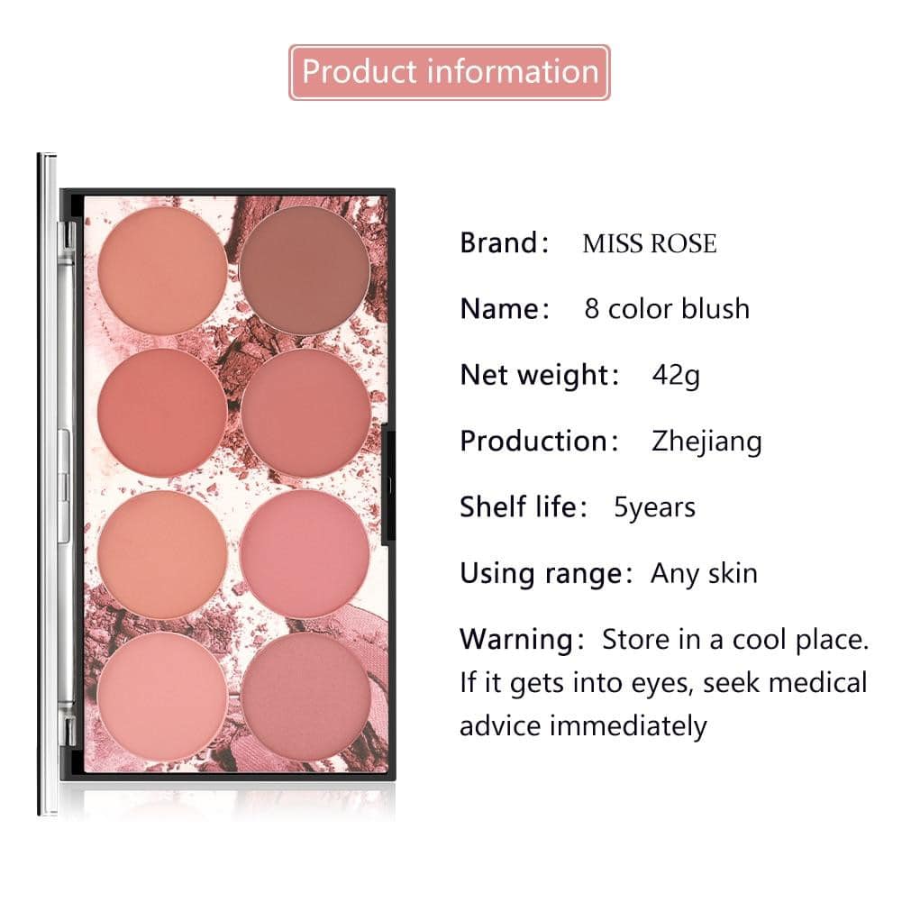8 Colors MISS ROSE Blush Palette - Image 11