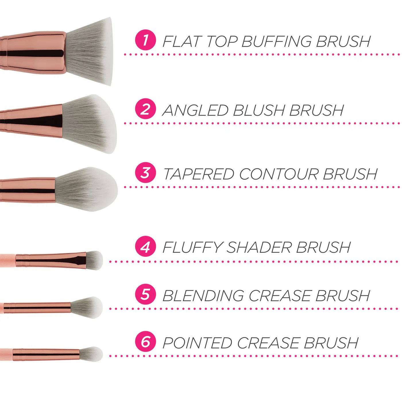 BH Cosmetics Petite Chic Mini 6 Piece Makeup Brush Set - Image 4