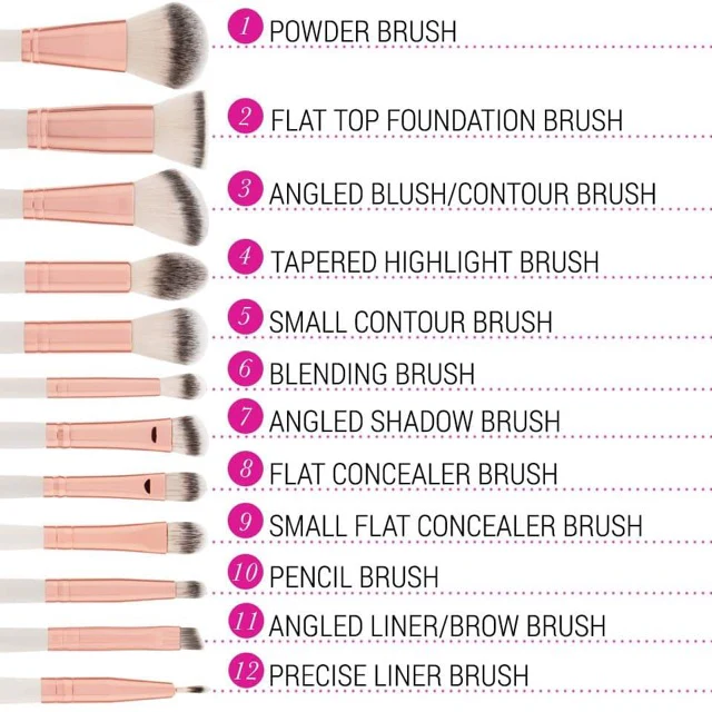 Bh Cosmetics Rose Romance 12 Piece Brush Set With Bag - Image 3
