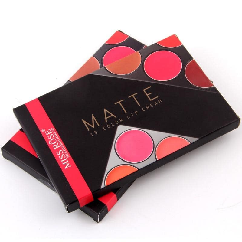 Miss Rose 15 Color Lipstick Matte Lip Cream Palette - Image 14