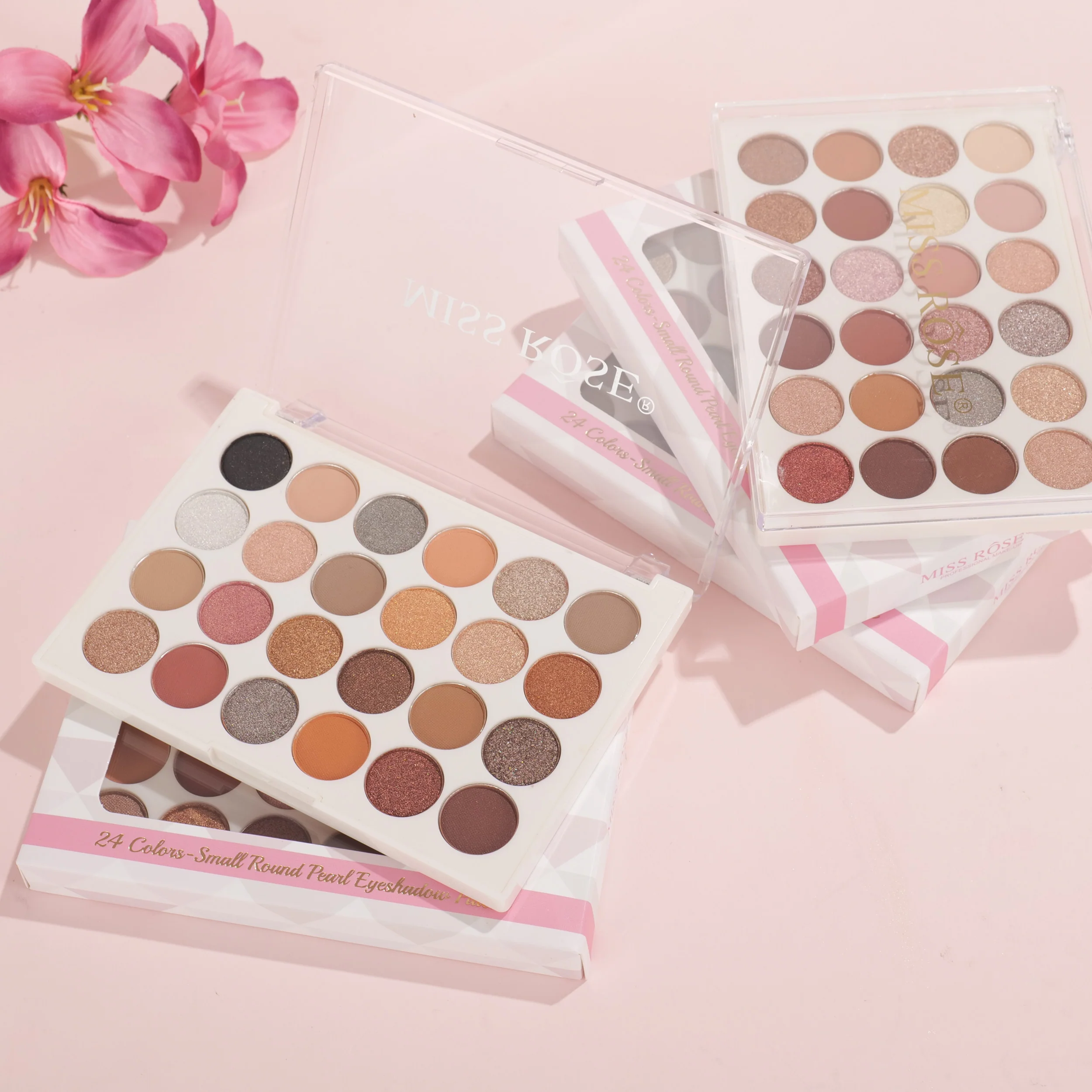 Miss Rose 24 Color Small Round Pearl Eyeshadow Palette - Image 2