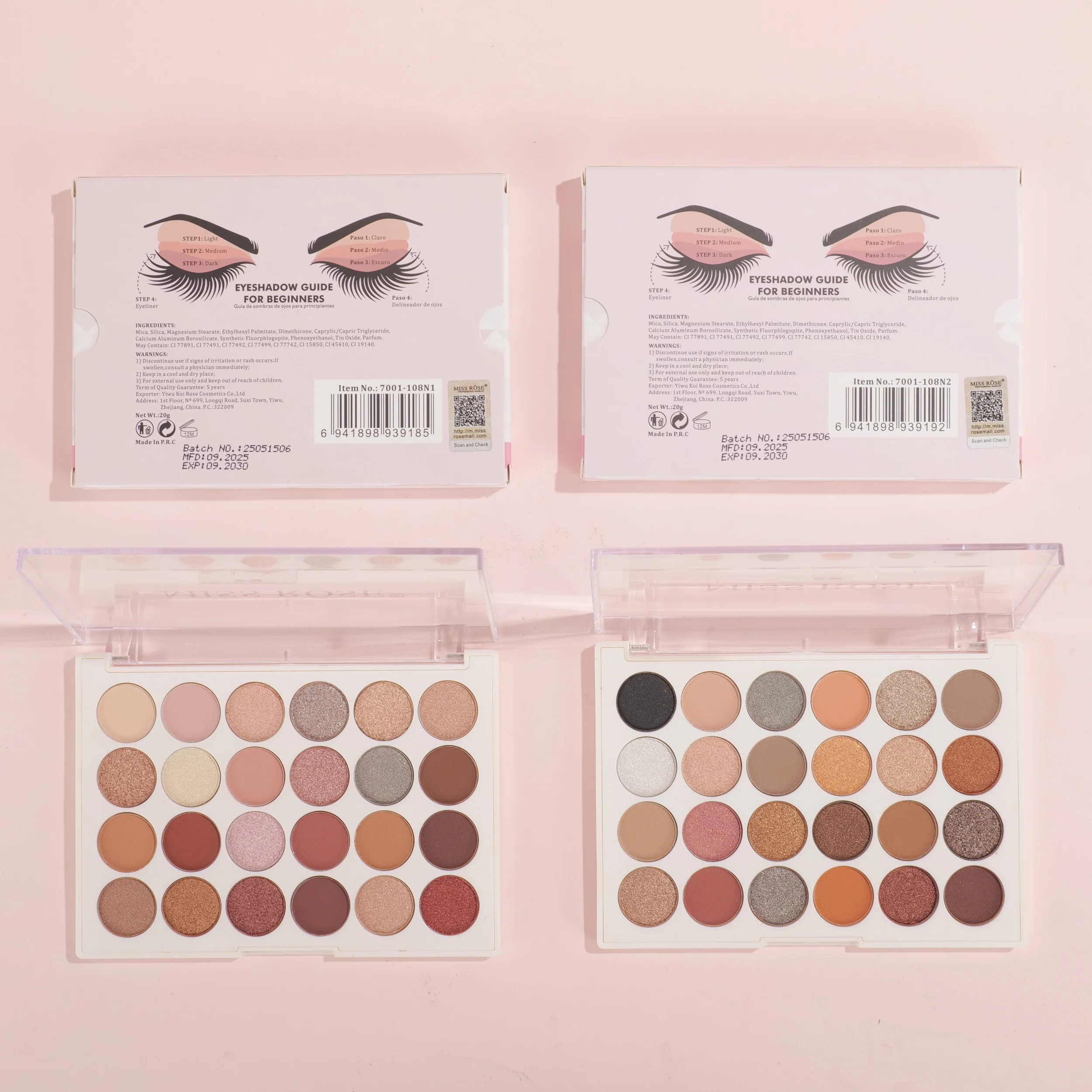 Miss Rose 24 Color Small Round Pearl Eyeshadow Palette - Image 3