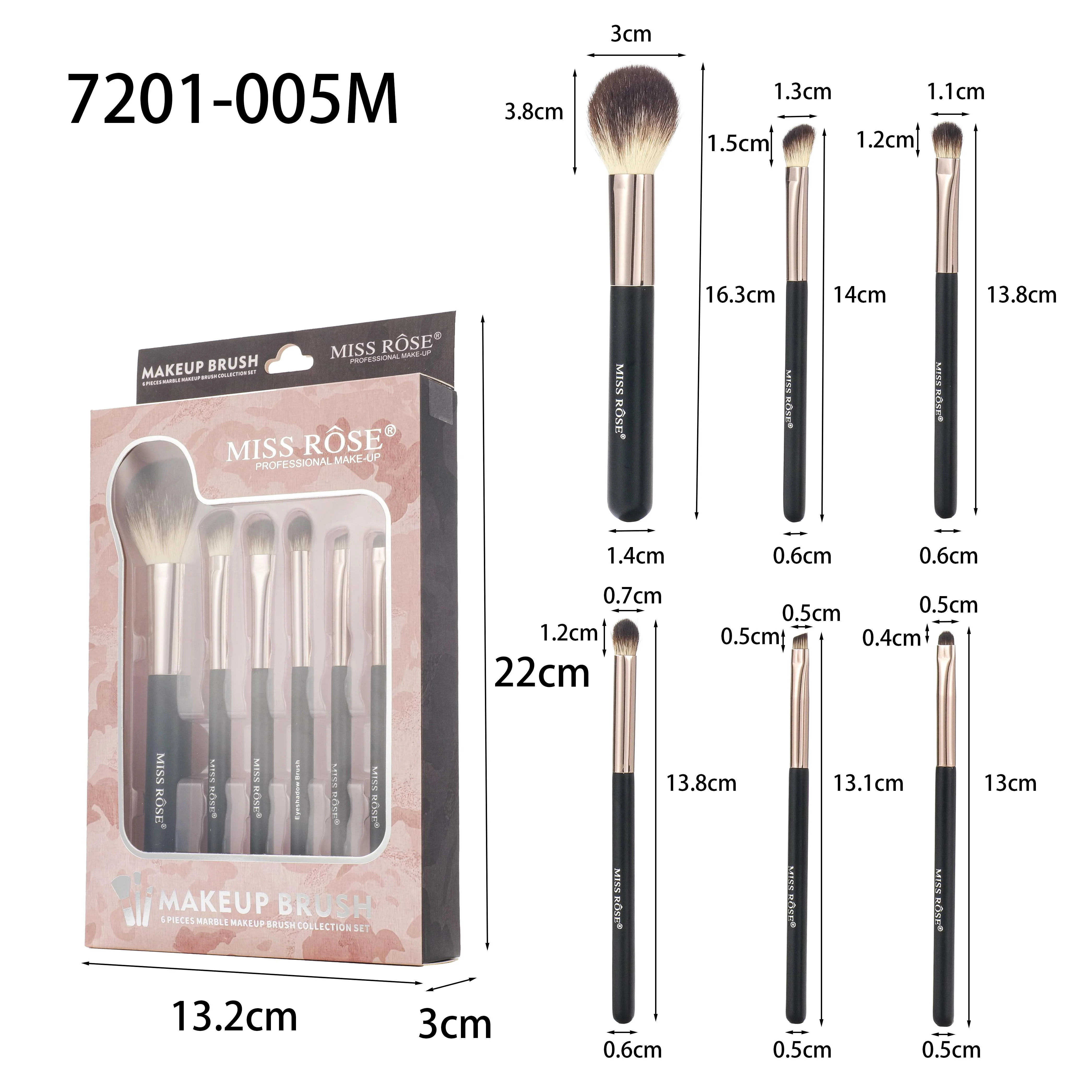 Miss Rose Makeup Brush Set (6 Piece) - Image 5