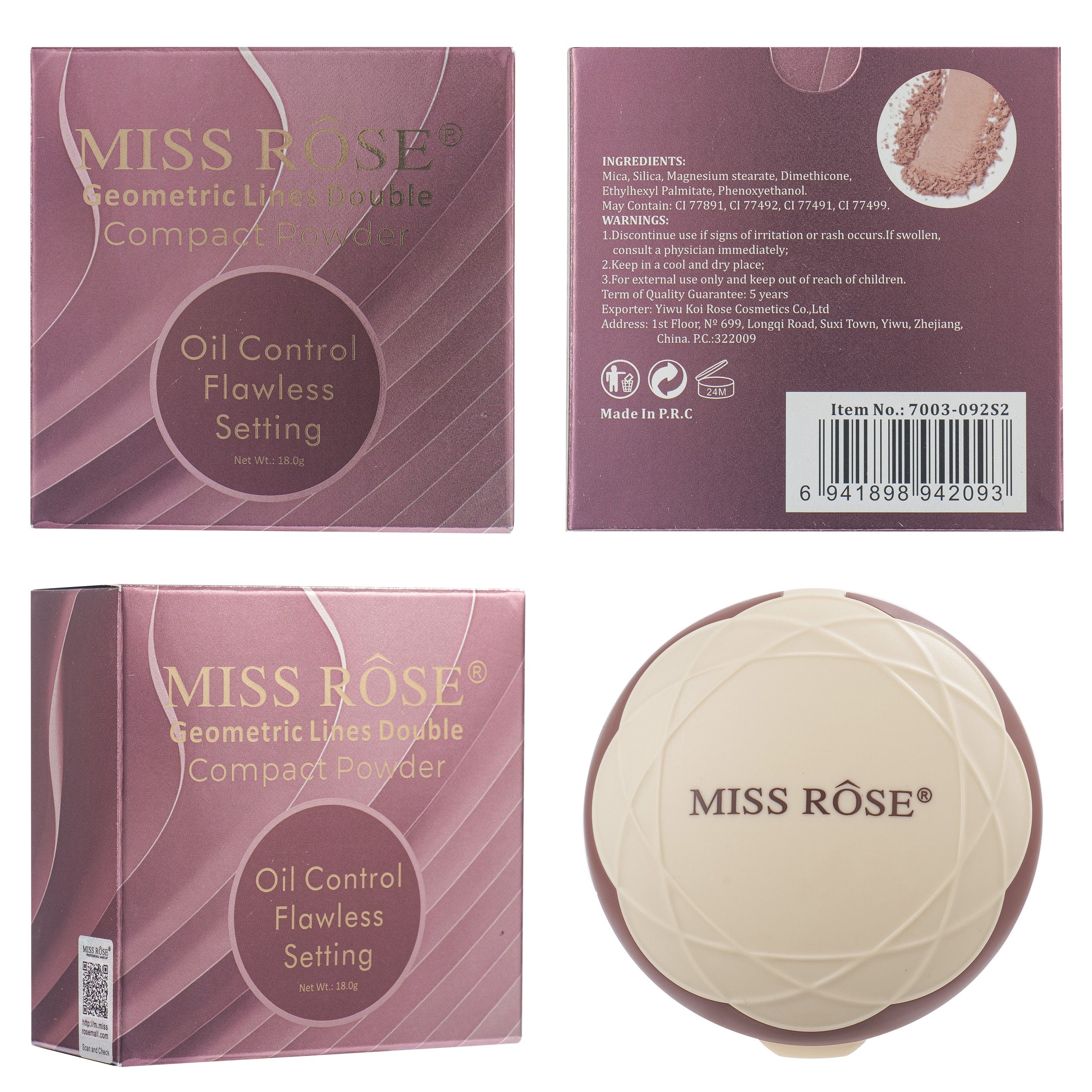 Miss Rose Oil Control Flawless Setting Compact Powder - Image 5