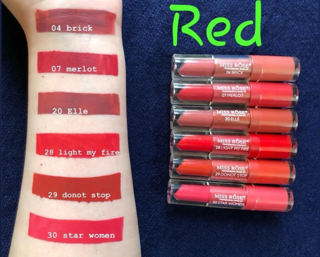 MISS ROSE Set of 6 Waterproof Matte Liquid Lip Gloss - Image 4