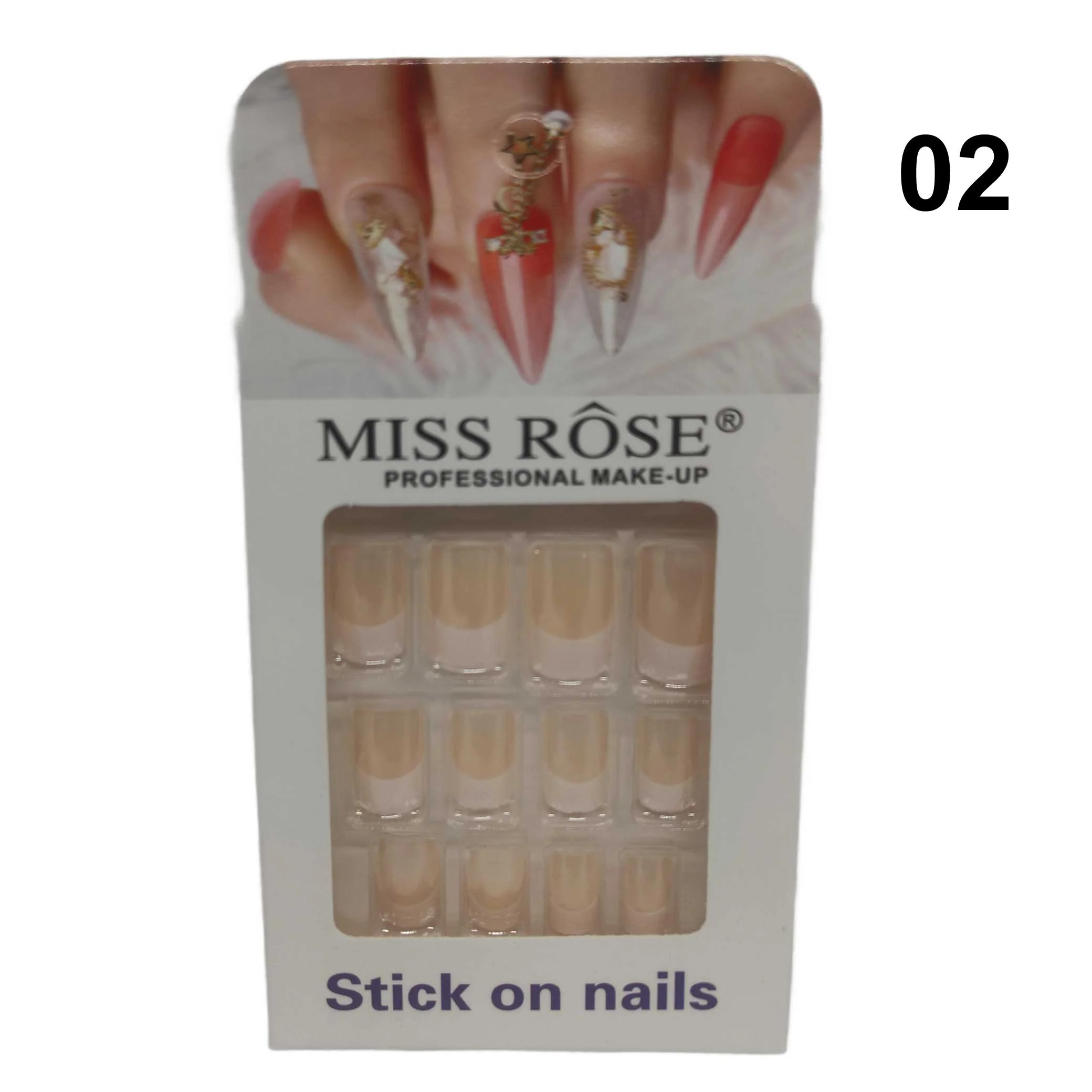 Miss Rose Stick on French Nails - Image 2