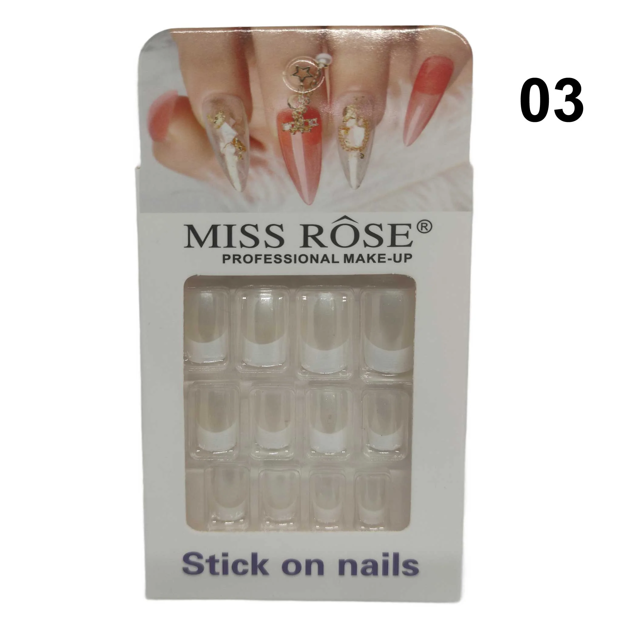 Miss Rose Stick on French Nails - Image 3